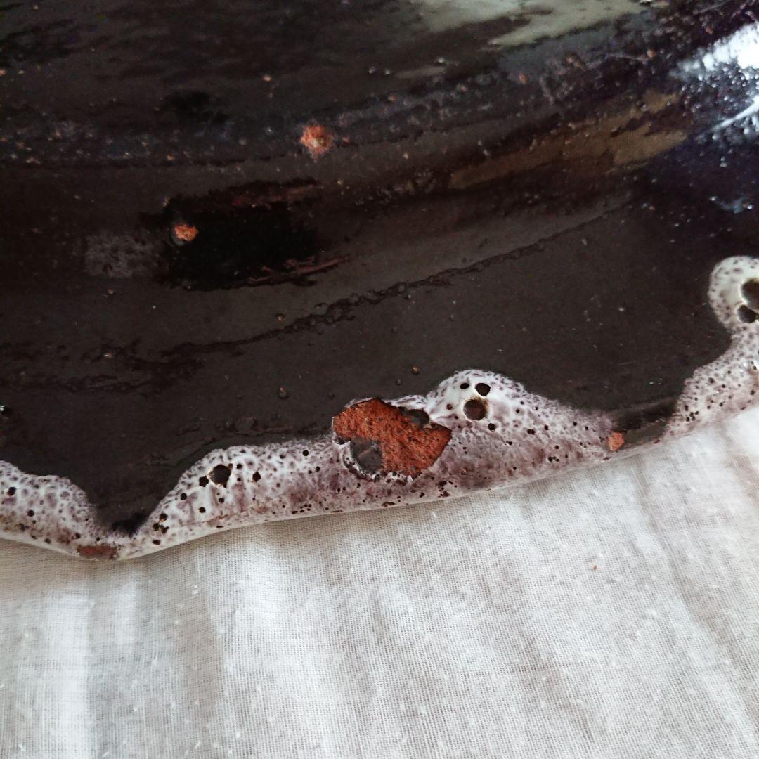 フランス 民芸 キュノワール アンティーク 器 大皿 花リム 陶器 プレート