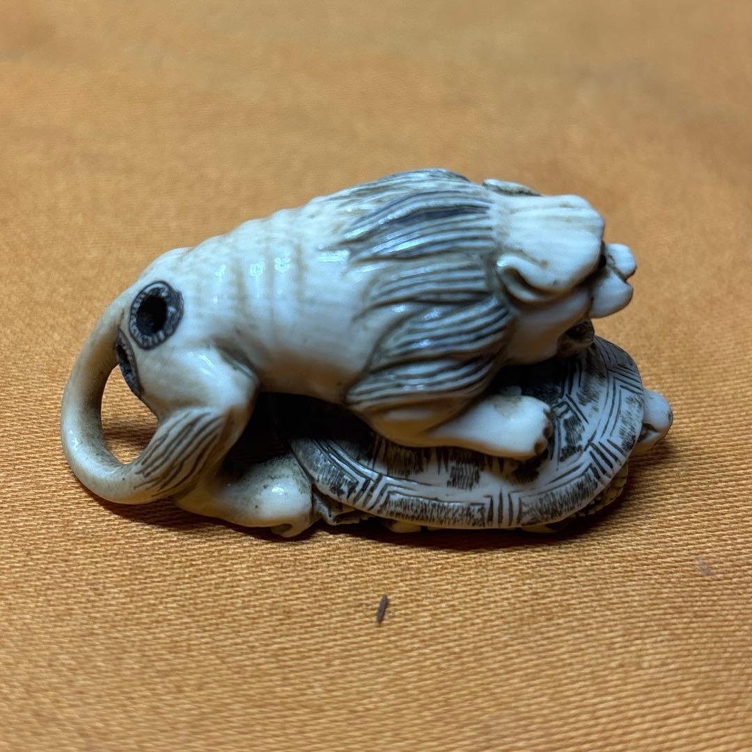 極上 獅子 亀 根付 20g