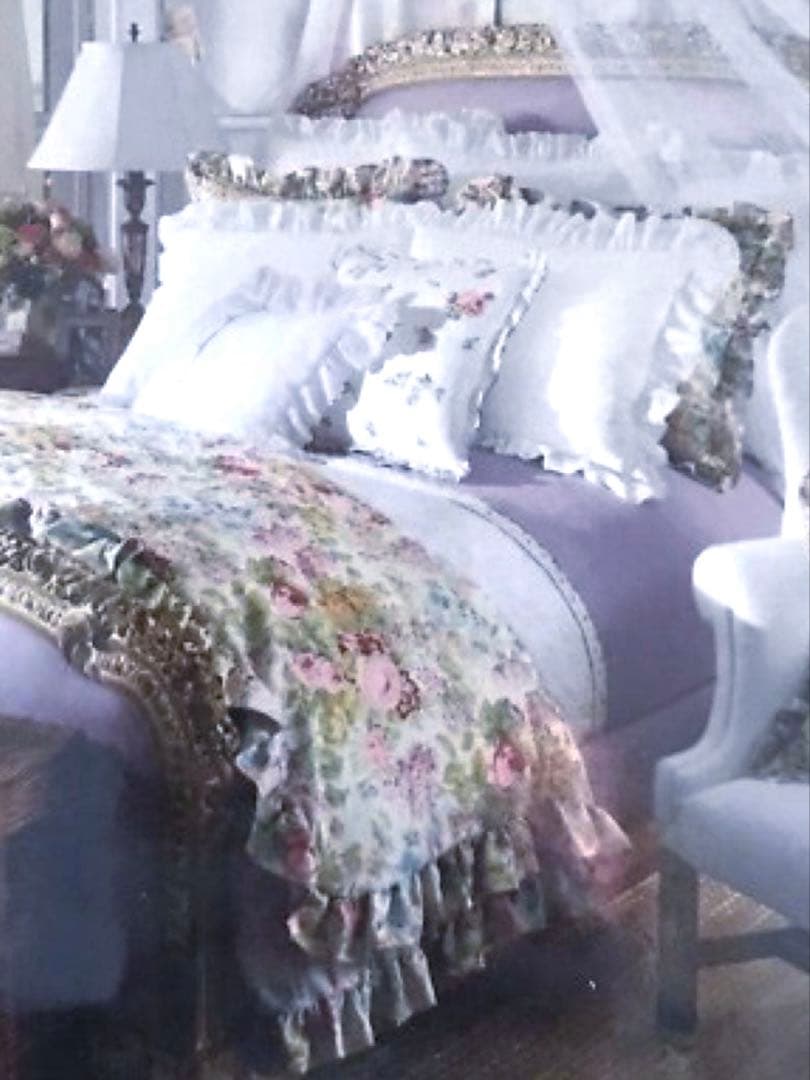 新品未使用✳︎ラルフローレン✳︎花柄✳︎45x45cmフリル付クッションカバー2枚