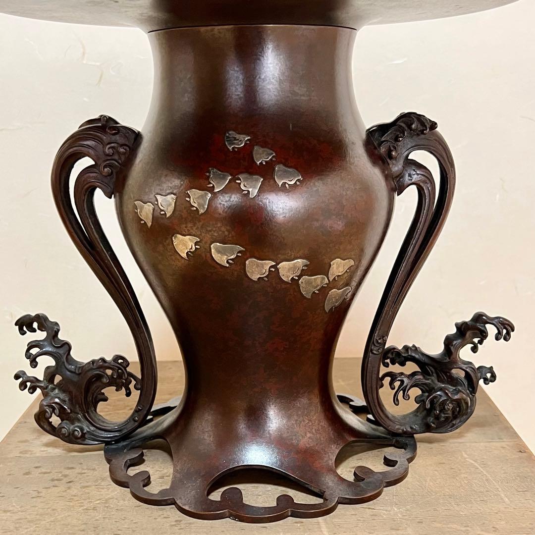 薄端 紫銅 華道 古流 花器 生花 花入れ 骨董 薄端 紫銅 華道 古流 花器