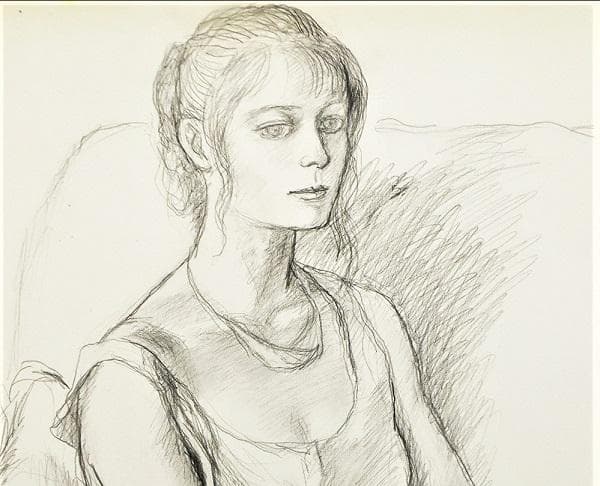 芸術院会員、光風会.，日展顧問の寺島龍一による直筆の鉛筆デッサン