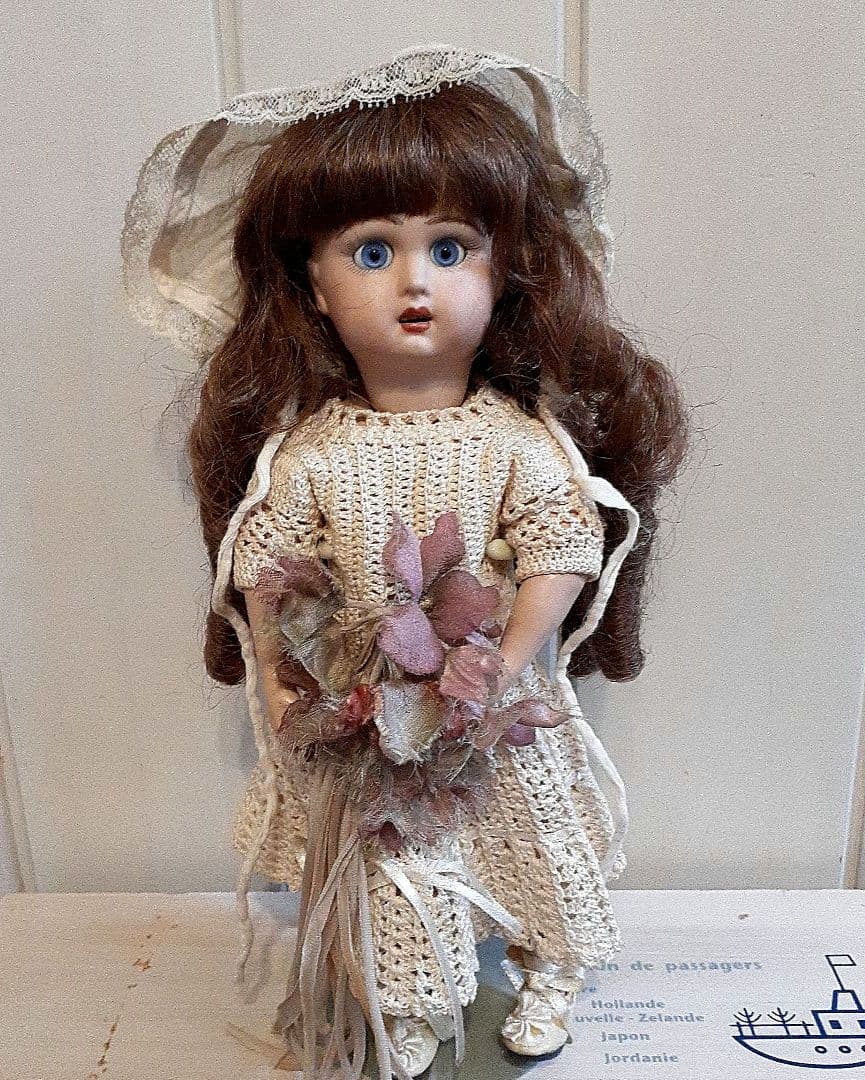 ⭐素敵！アンティークビスクドール、ドールスタンド付き 17