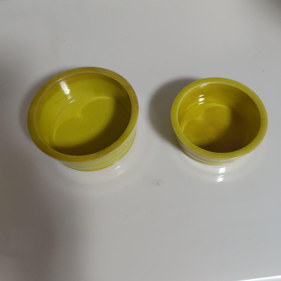 淡路 珉平焼 レモンイエローな入れ子鉢 1組