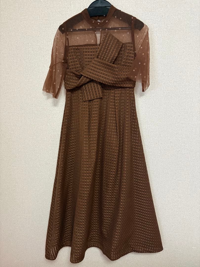 LEJA ビスチェ風切り替えプチハイネック花柄シアーレースワッフル