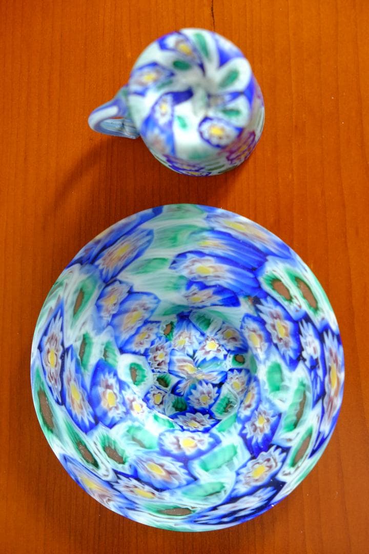 ミルフィオリ カップ＆ソーサー グラス 吹きガラス 作家 飯塚亜裕子