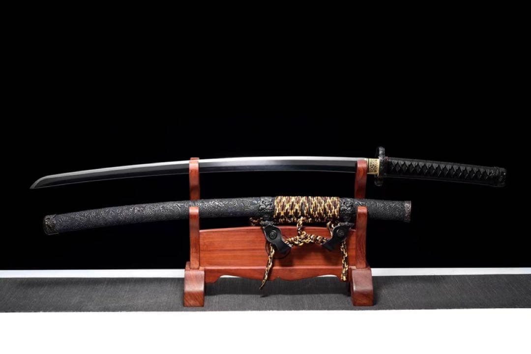 黒獅 高級本格居合刀 本牛革柄巻 日本刀 模造刀 武具 舞踊刀 太刀 武蔵