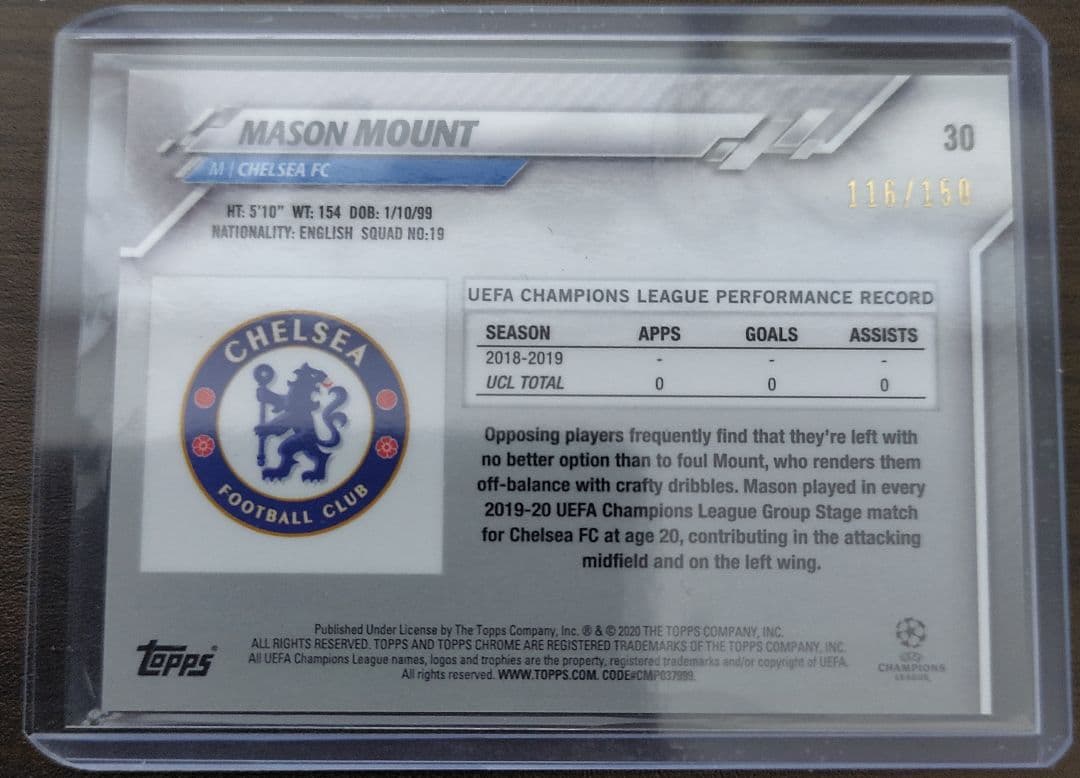 Topps UCL chrome Mason Mount RC /150 UCL chrome Mount cospoke.com