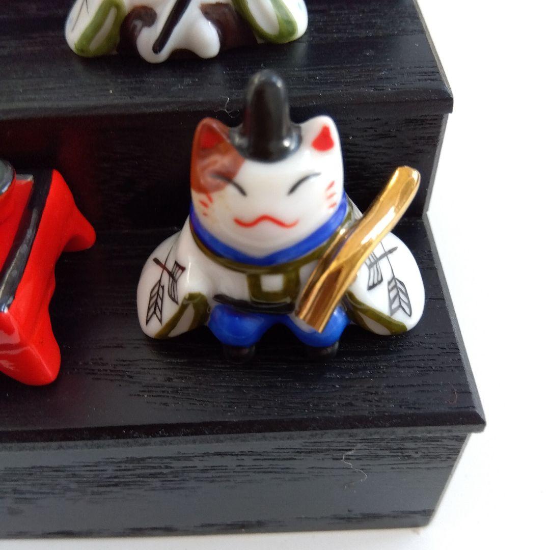 猫の雛人形 5段飾り 陶器製