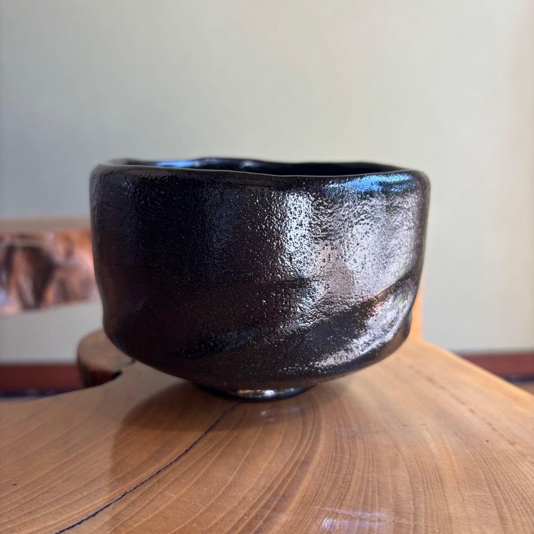 渡辺光楽造 黒楽茶碗 抹茶碗 茶道具 共箱(10Bb)
