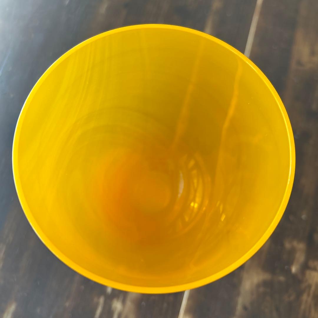 ガラス作家 ミネウチモネ 1点もの 綺麗なイエローグラス 作家物 小さめ