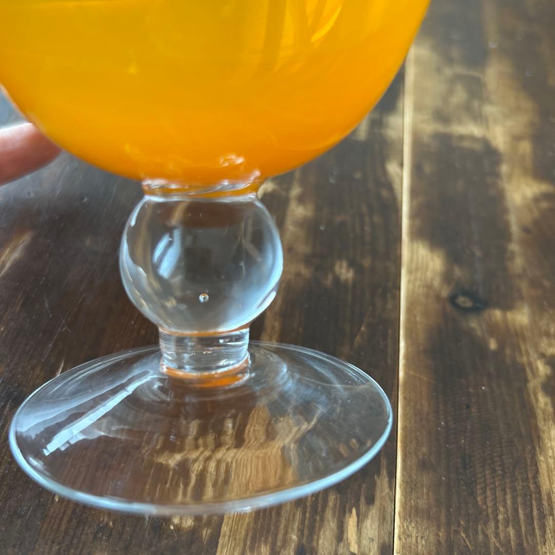 ガラス作家 ミネウチモネ 1点もの 綺麗なイエローグラス 作家物 小さめ