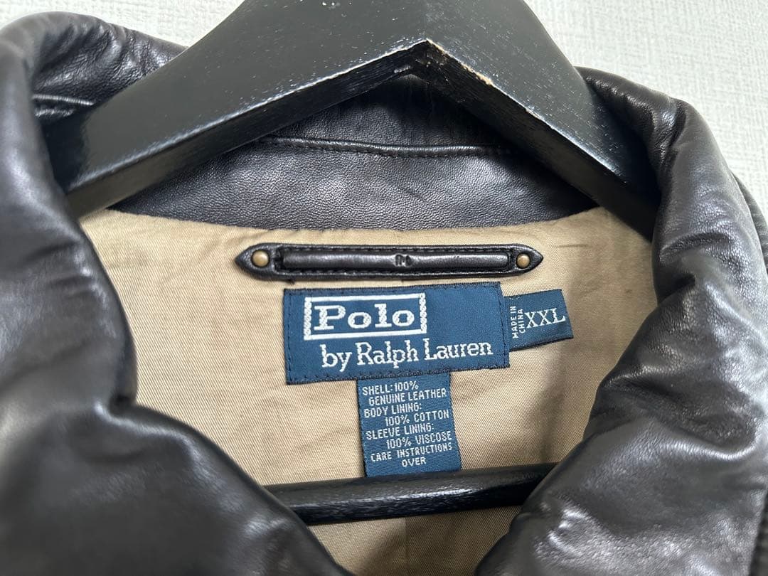 超スペシャル 90s ラルフローレン レザー ジャケット XXLブラック 黒