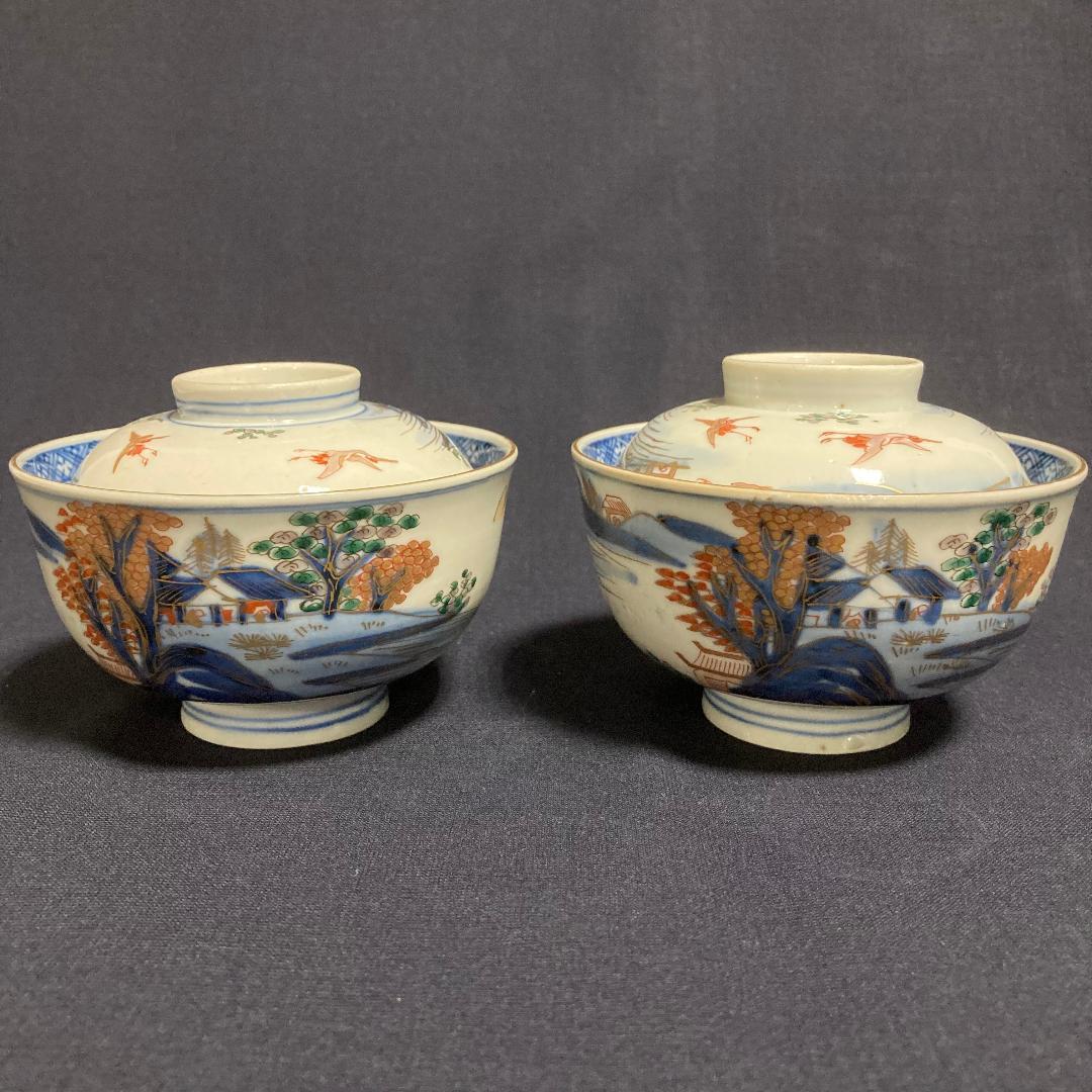 古伊万里 赤絵椀 太明年製 懐石 金彩 7客 蓋付 古伊万里 赤絵