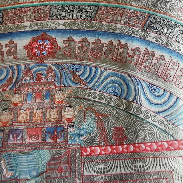 銀 時輪曼荼羅 大 カーラチャクラ マンダラ タンカ 仏画（額縁なし