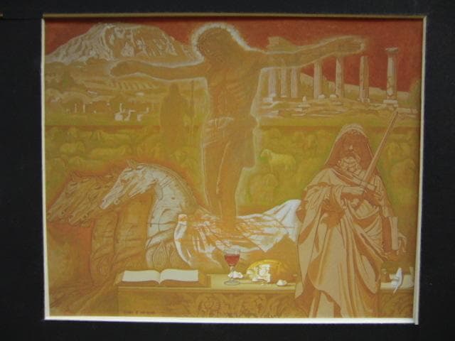 水彩画 秋の渓谷 荒木久夫 NO8