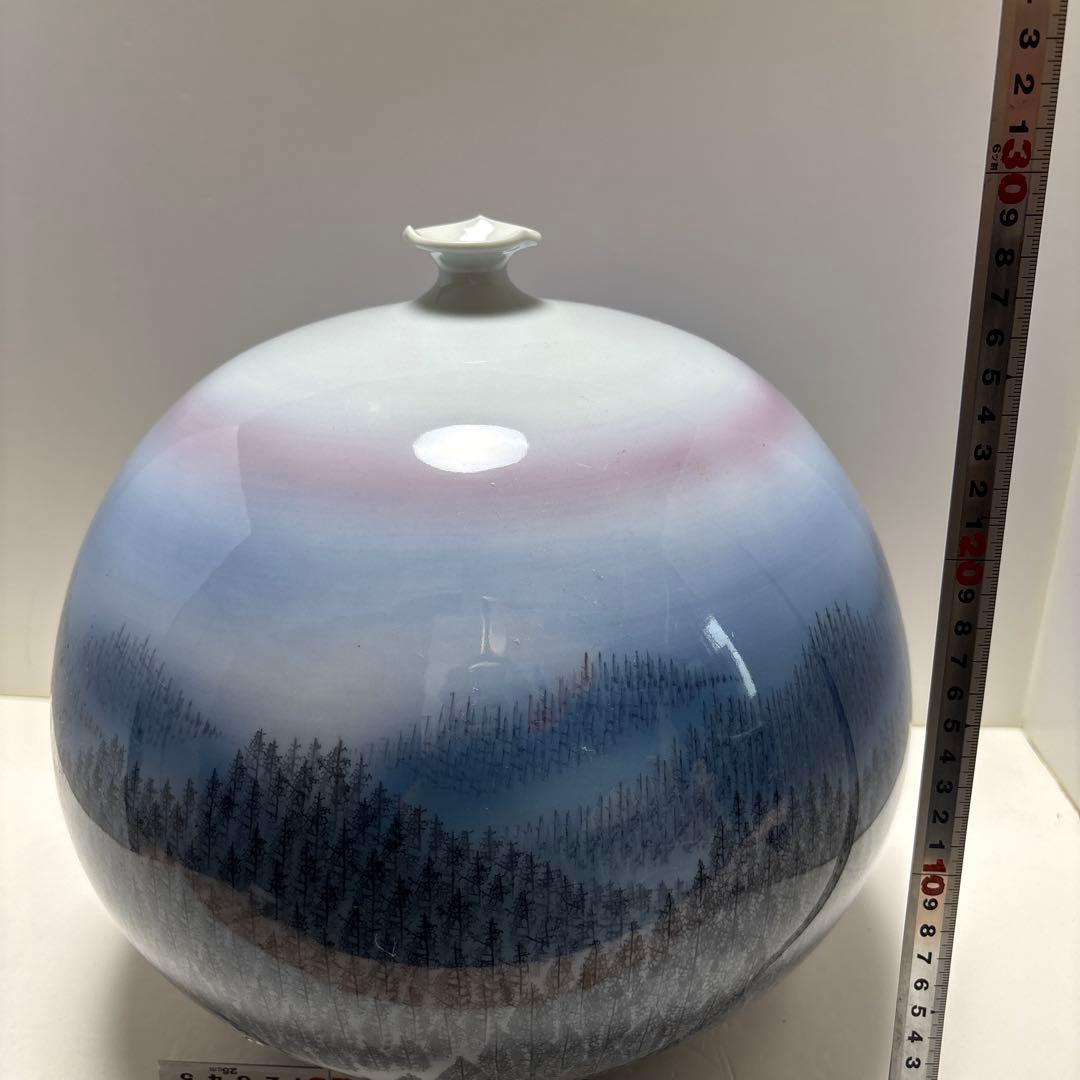 藤井朱明 「朝日」 陰刻銘 高さ約30センチ 名品 朱明窯 日展入選多数