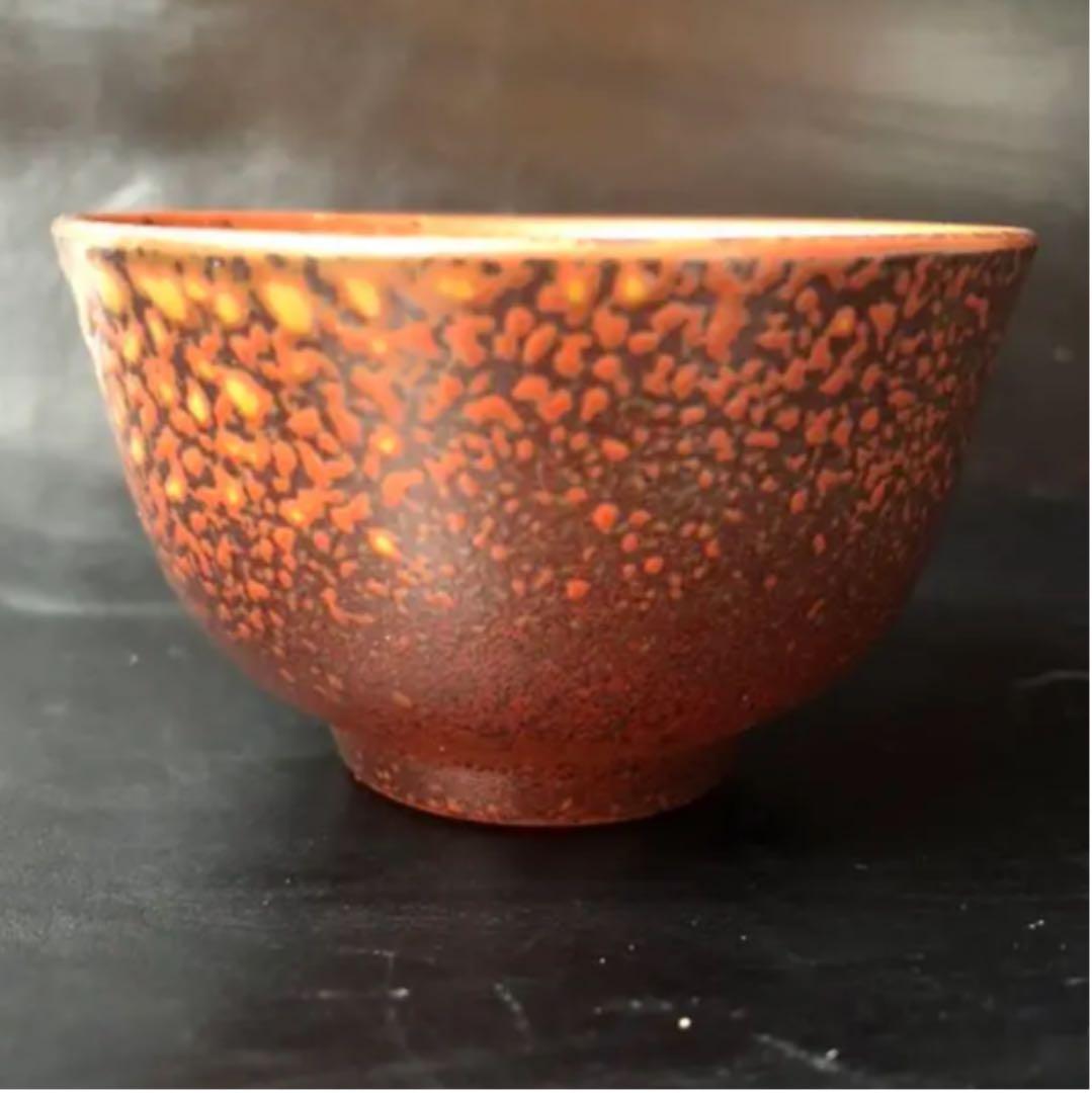 古美術品◼️蔵から出てきたかなり美しい赤いぐい呑、ぐい飲み、お猪口、中国骨董