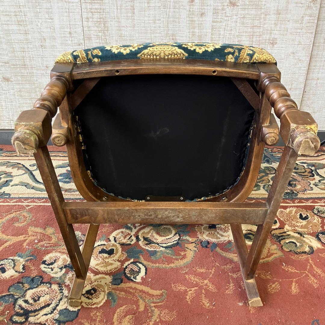 ① オールドカリモク コロニアル 花柄 ベロア アームチェア ダイニング