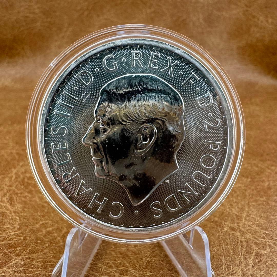 世界100枚限定 イギリス ブリタニア 銀貨 カラー 女神と自然の調和：冬の森