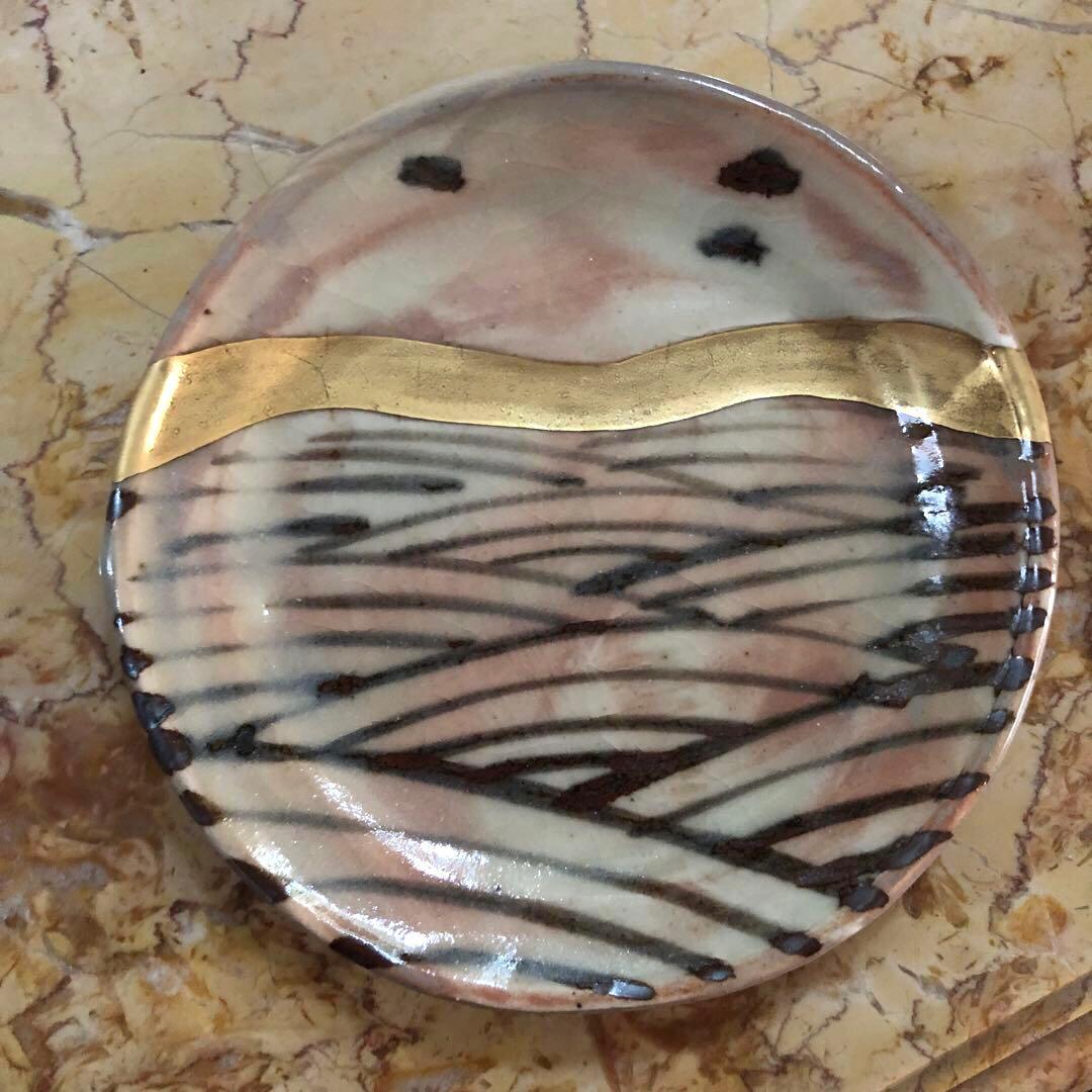 仙山窯 安藤日出武作 乾山風金彩銘々皿5客