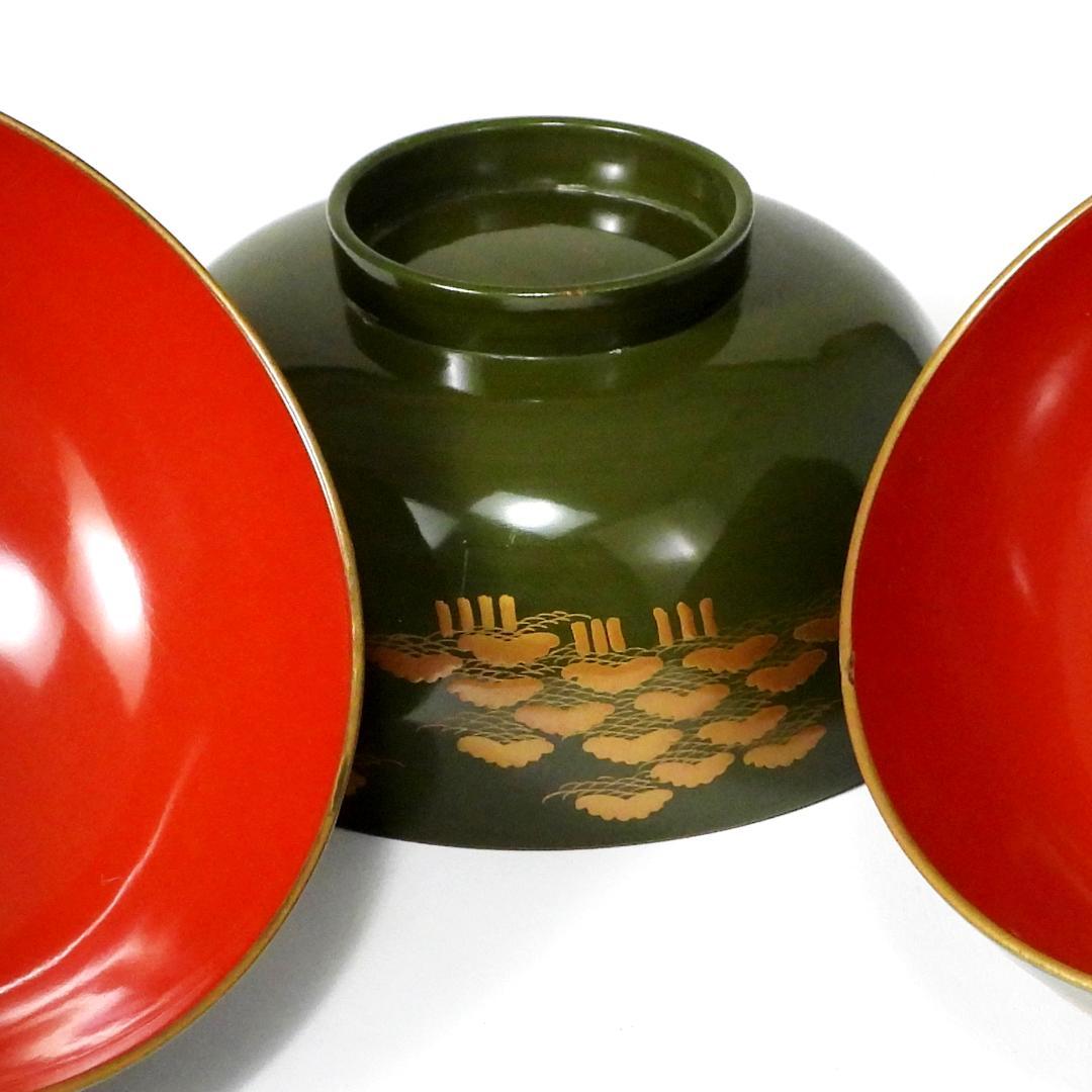 橘屋浅野友七』造 富士形 蒔絵 吸物椀 10客揃 共箱◇