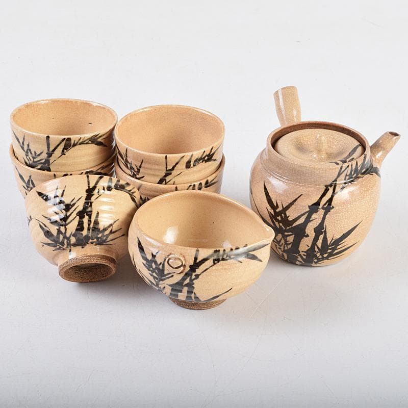 煎茶道具　田能村直入道人画　竹文　茶器揃　M　R9464 煎茶道具 田能村直入道人画 竹文 茶器揃 M R9464