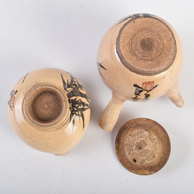 煎茶道具 田能村直入道人画 竹文 茶器揃 M R9464