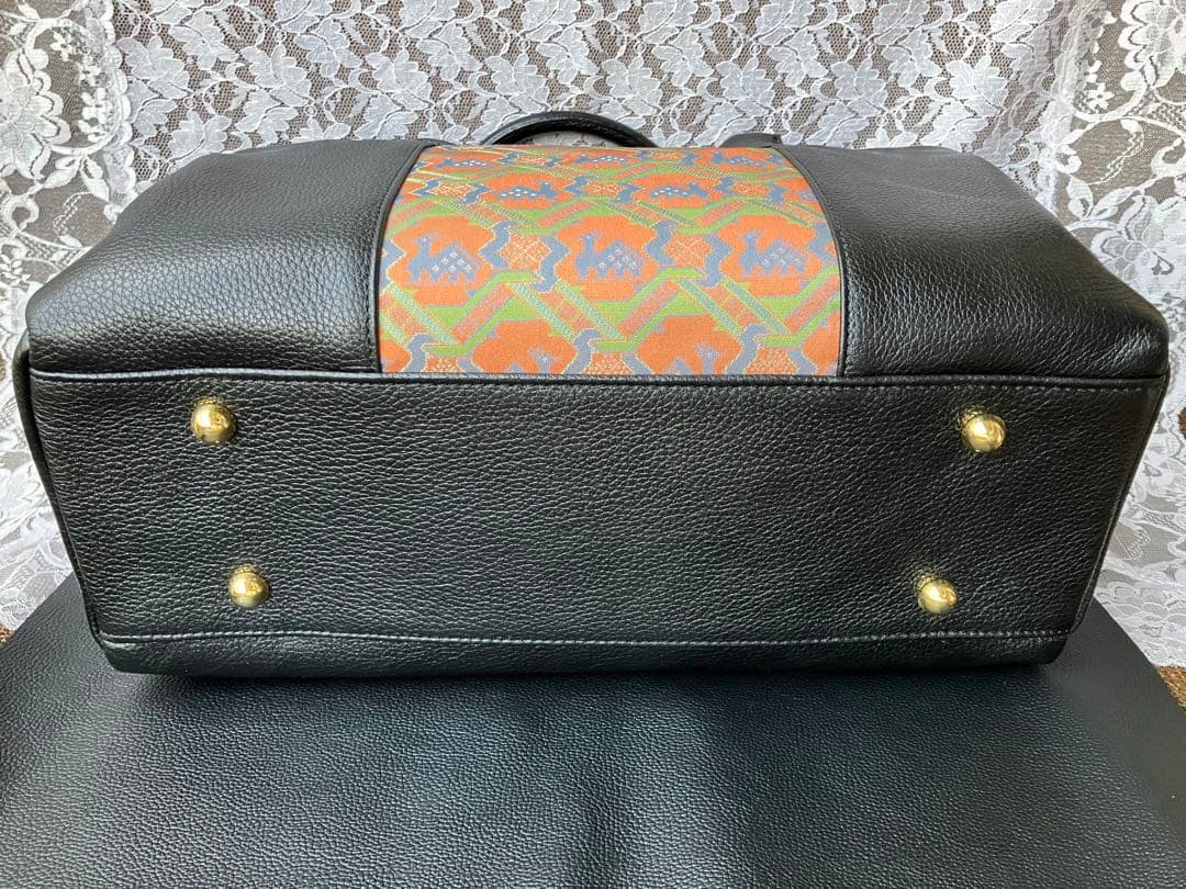 【新品】錦匠 龍村錦 龍村美術織物 名物裂 経錦 鹿文有栖川錦 ×レザー バッグ