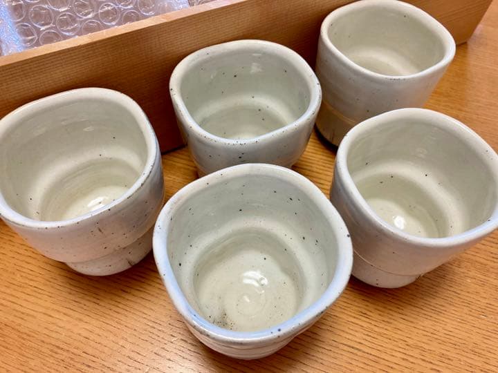 ✿ 未使用 中里隆 作 唐津粉引湯呑 共箱あり ✿