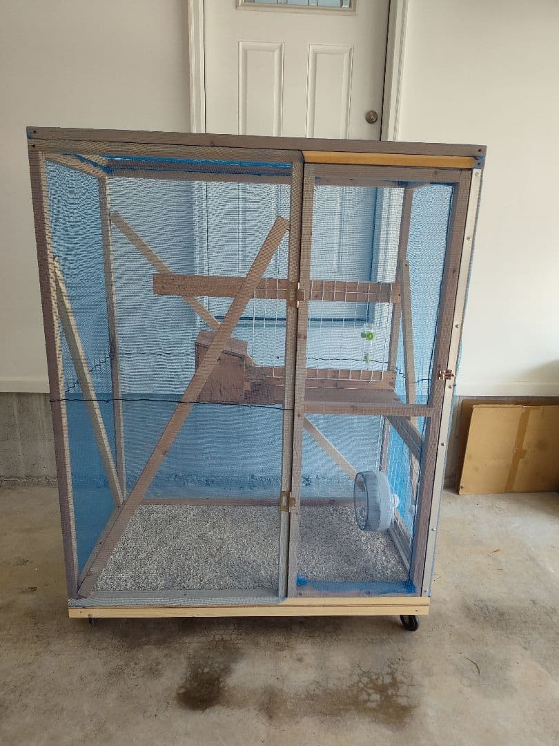 大型ケージ 木製フレーム 青メッシュ 大型ケージ 木製フレーム 青メッシュ