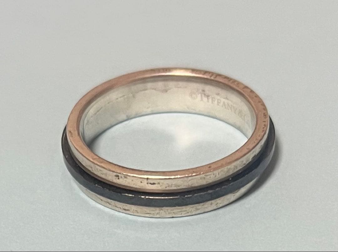 T TWO リング　希少サイズ　19号　シルバー×チタン　コンビ　指輪