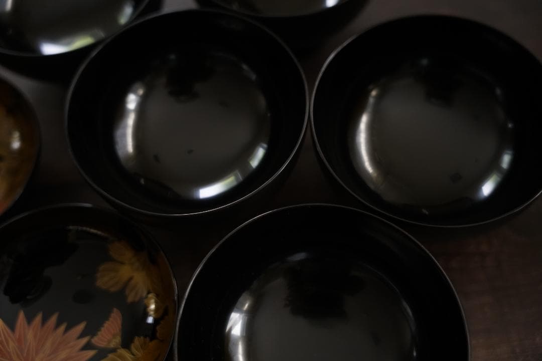 輪島塗　菊水蒔絵　　雑煮椀　煮物椀　５客