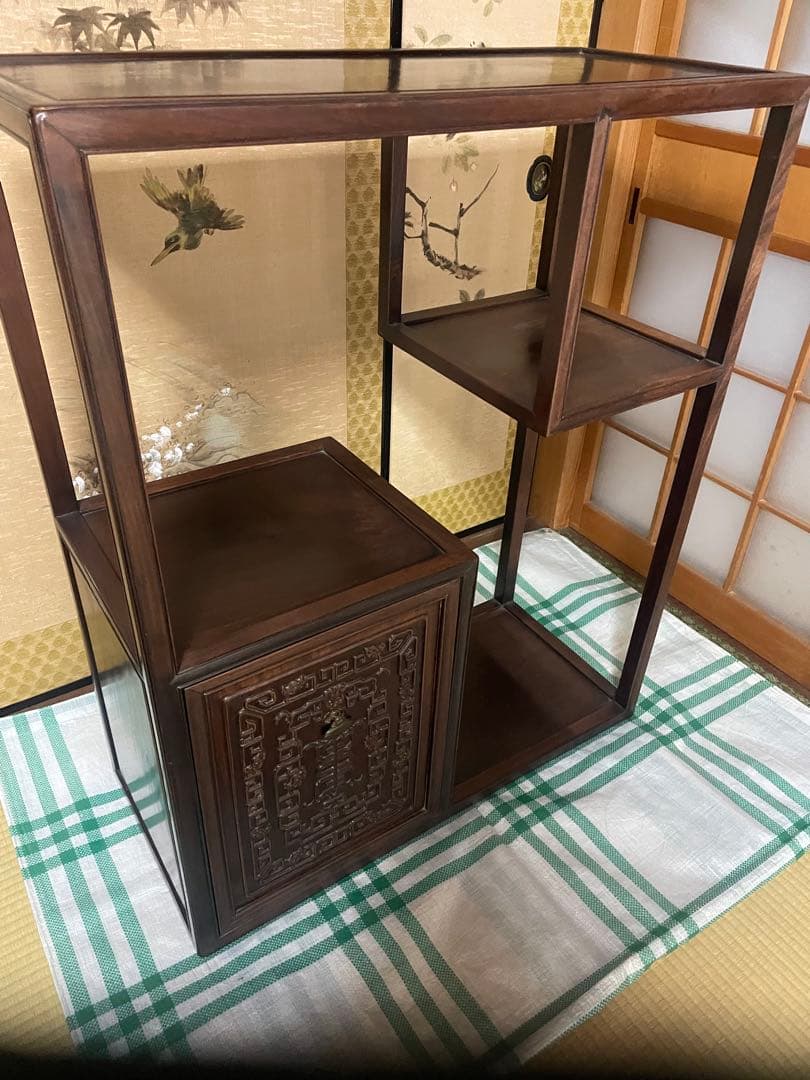 中国家具 中国骨董 箪笥 唐木 紫檀 黒檀 木製 飾り棚 茶箪笥 ローズウッド