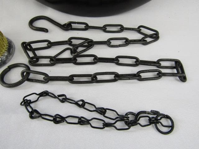 Y5-1101◇唐銅製 吊花生 満月 尺0 浄斎造 剣山 花鎖