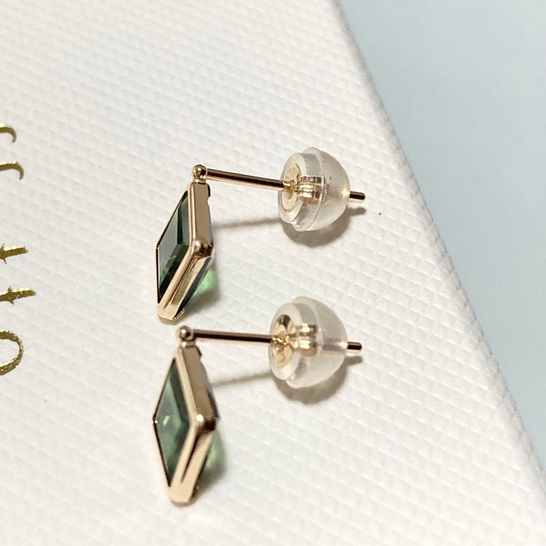 K10YG グリーンクォーツ スクエアピアス｜コンアフェット 未使用 con