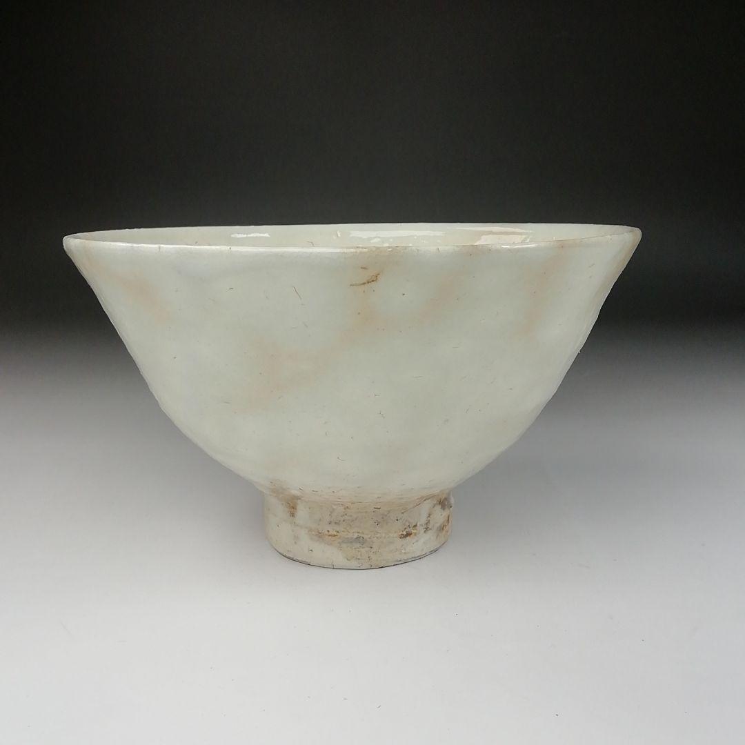 T101 茶碗 『粉引火変り 茶碗』『其中窯 河村又次郎』 共箱 抹茶碗