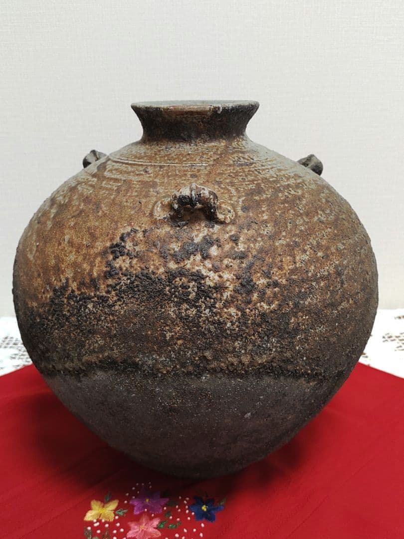 備前焼 棧切り 胡麻 花器 花瓶 自然釉 大壷 浩祥作 逸品 大壺