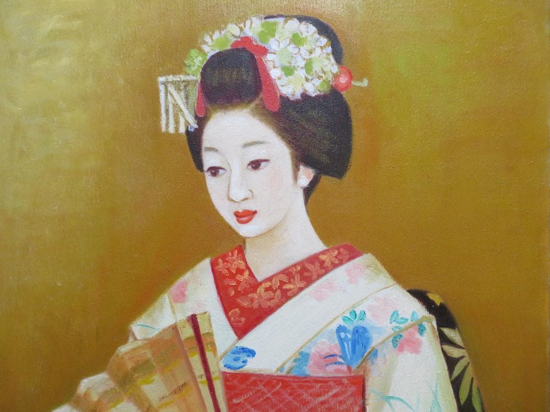 ◆　永井はる 「舞妓」 油彩　F１０号　東美会賞受賞　◆