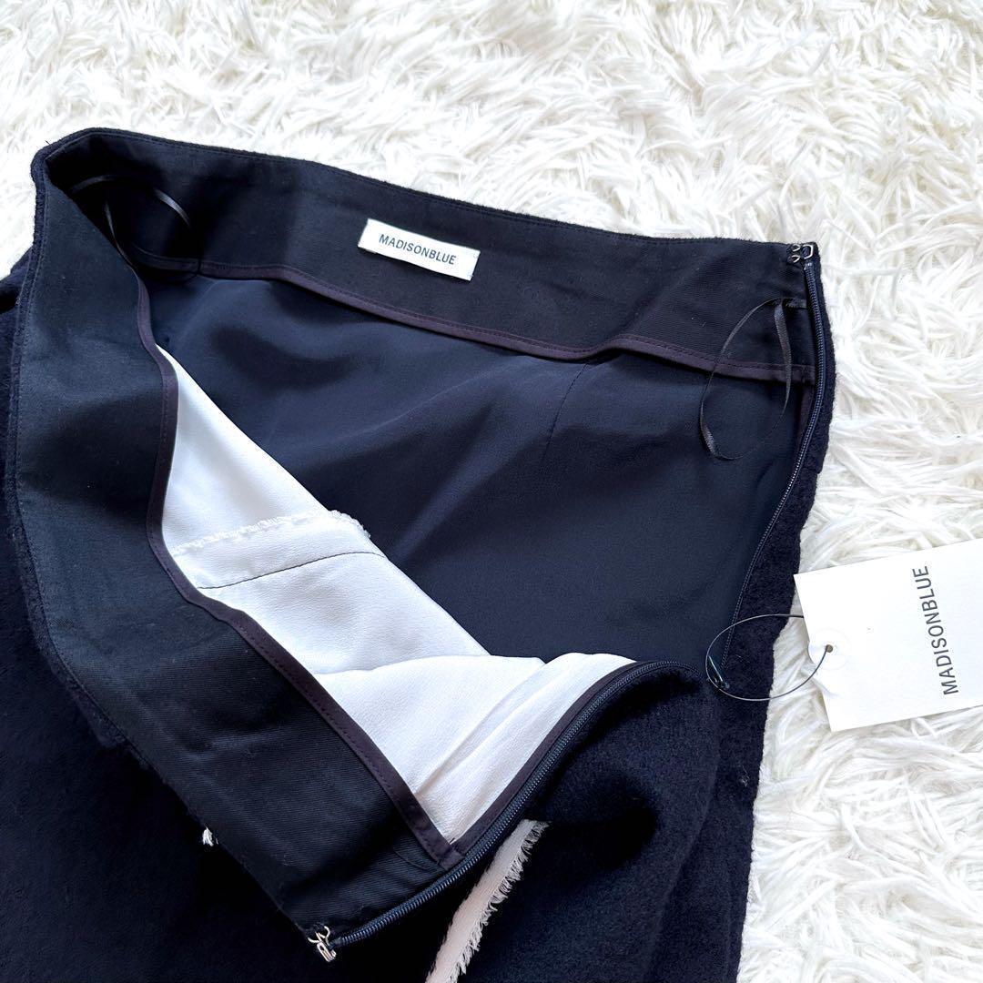 新品同等【23AW】マディソンブルー 縮絨 ラップスカート ネイビー タグ付き