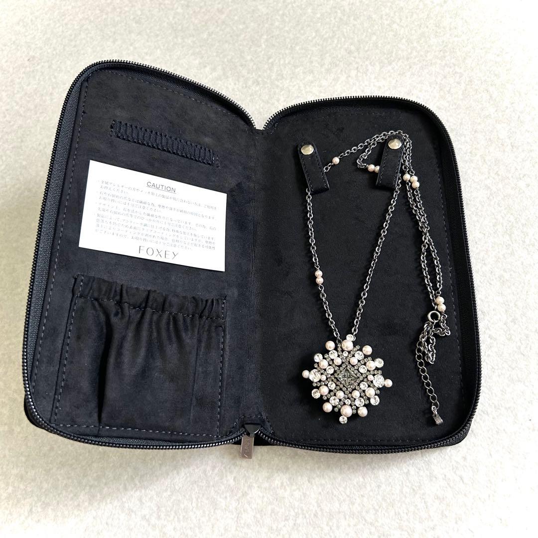 フォクシー｜ネックレス パール ラインストーン ブローチ 2way シルバー