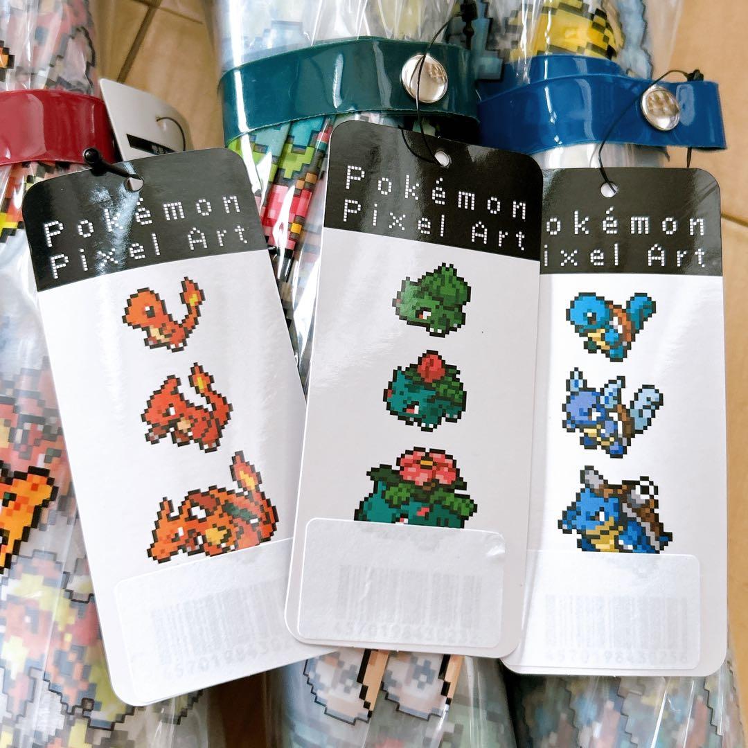 新品未使用】ポケモン ピクセルアート 傘 3本セット 炎＆草＆水 A40