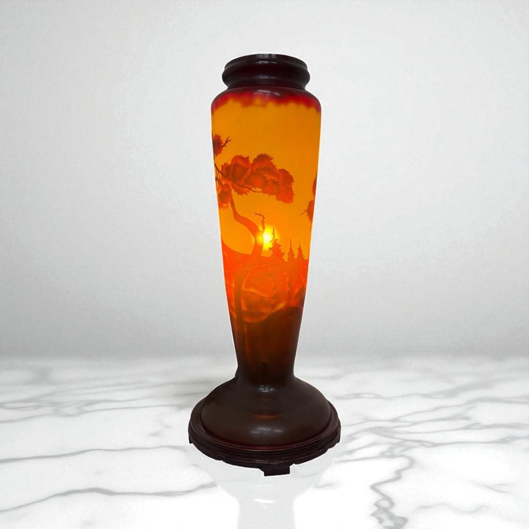 高さ62㎝【特大】山景文エミールガレ風ランプ アンティーク