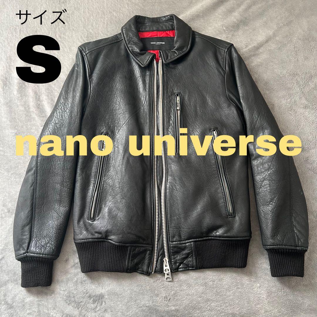 ナノユニバース ジャケット ラムレザー シングルライダース S サーモ