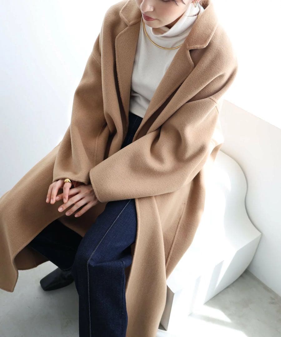 evernavyエバーネイビー リバーロングコクーンコートMTサイズ✳︎キャメル