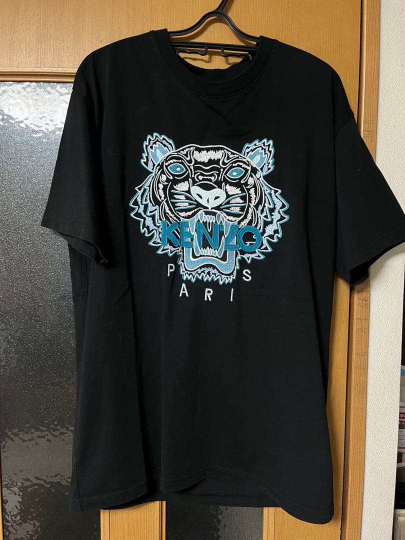 KENZO トラ刺繍 Tシャツ XL 黒 青 KENZO ブラック トラ Tシャツ