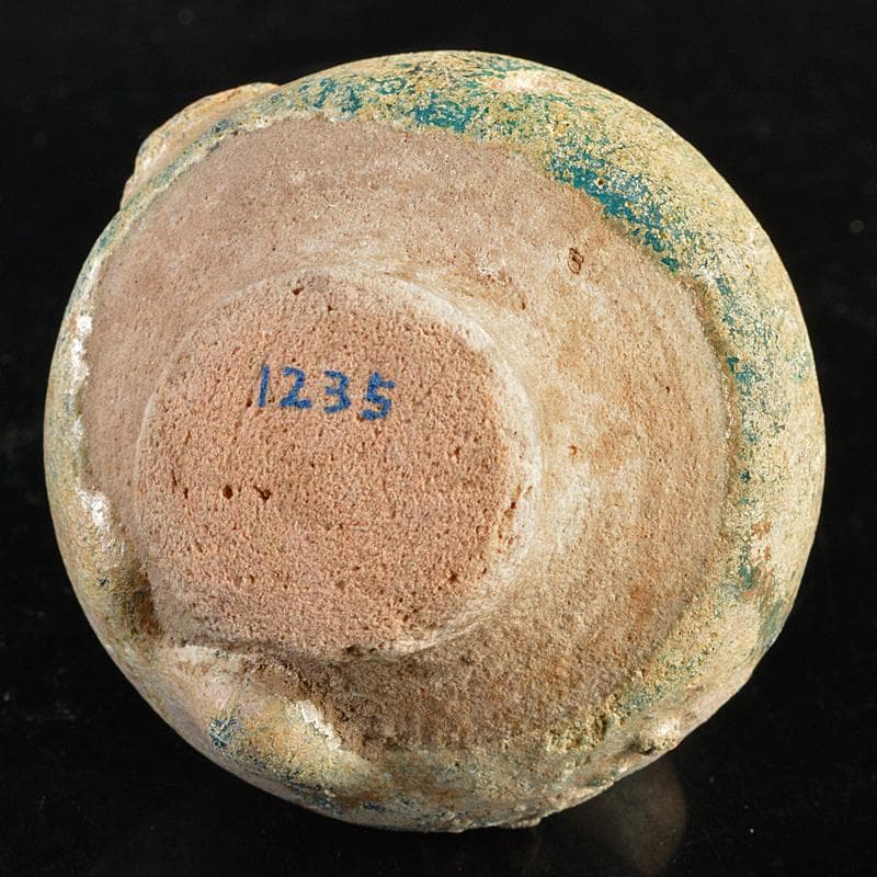 ペルシャ古陶器 緑釉銀化小壷 C R5928