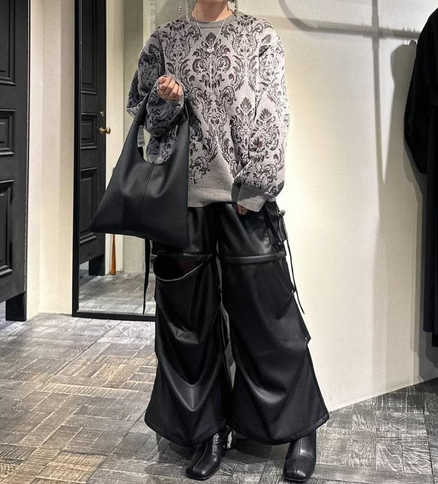 【美品】HARE　2WAYメタルカーゴパンツ　ブラック　レザー