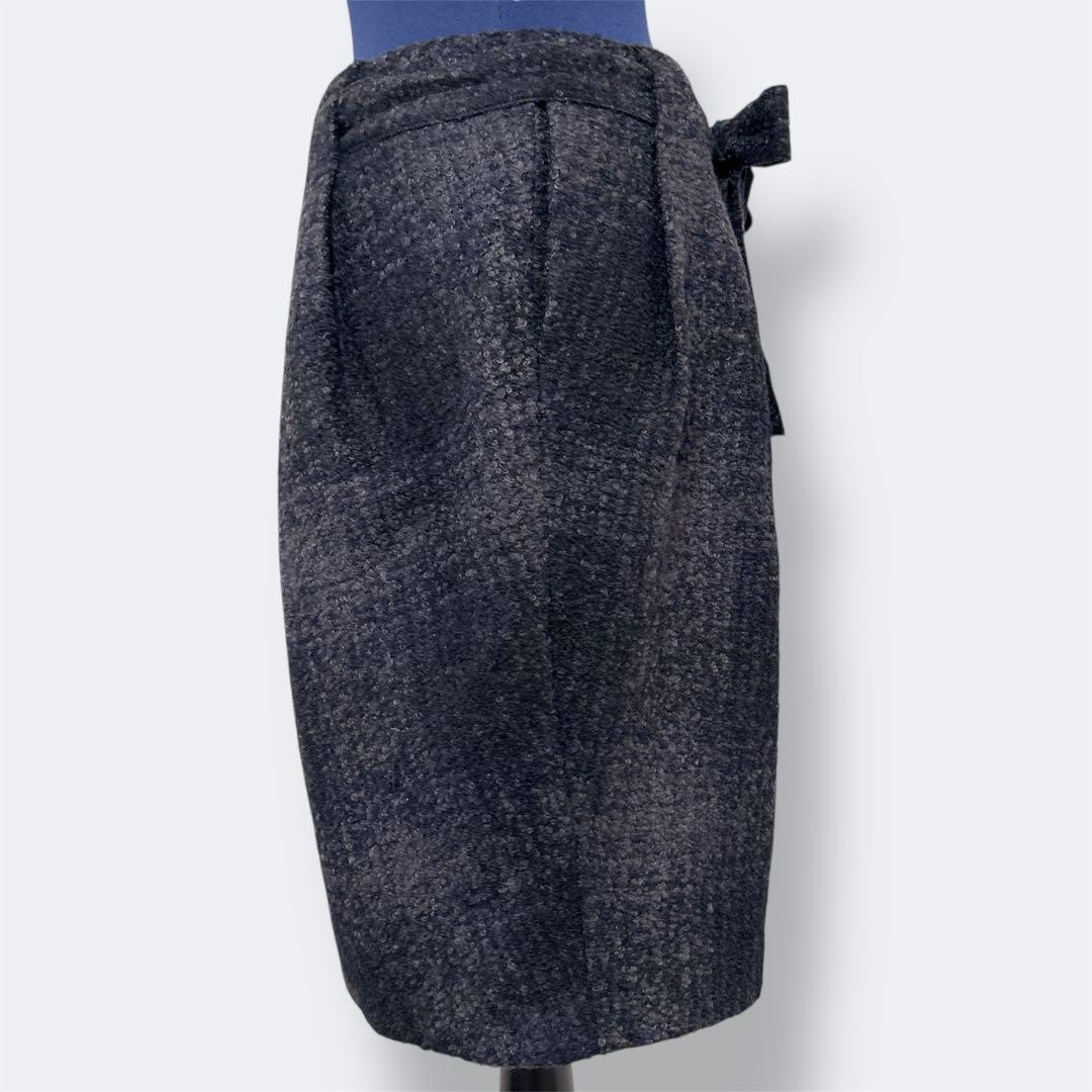 PRADA ウール　ツイード　タイトスカート　リボンベルト付き　ペンシルスカート