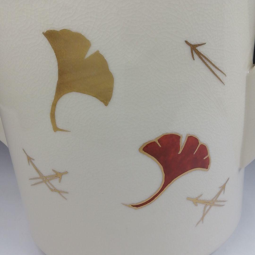 T738 水次 『色絵 銀杏文』『鳴滝窯 橋本城岳 造』 共箱 茶道具