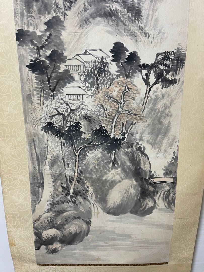 あきら様専用◇◇日本の水墨画 山と家の風景 掛け軸